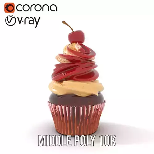 Cherry Swirl Cupcake model pack Low-poly 3D model 6