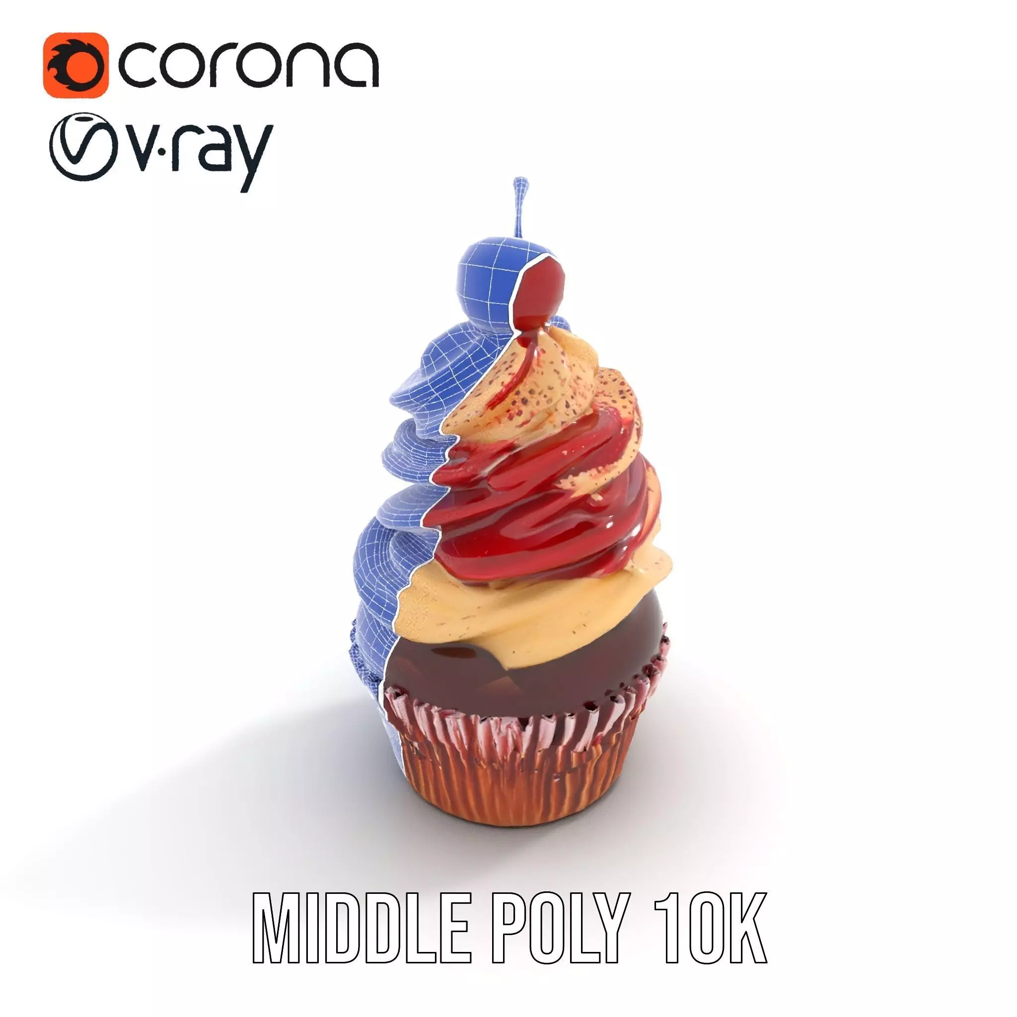 Cherry Swirl Cupcake model pack Low-poly 3D model_19