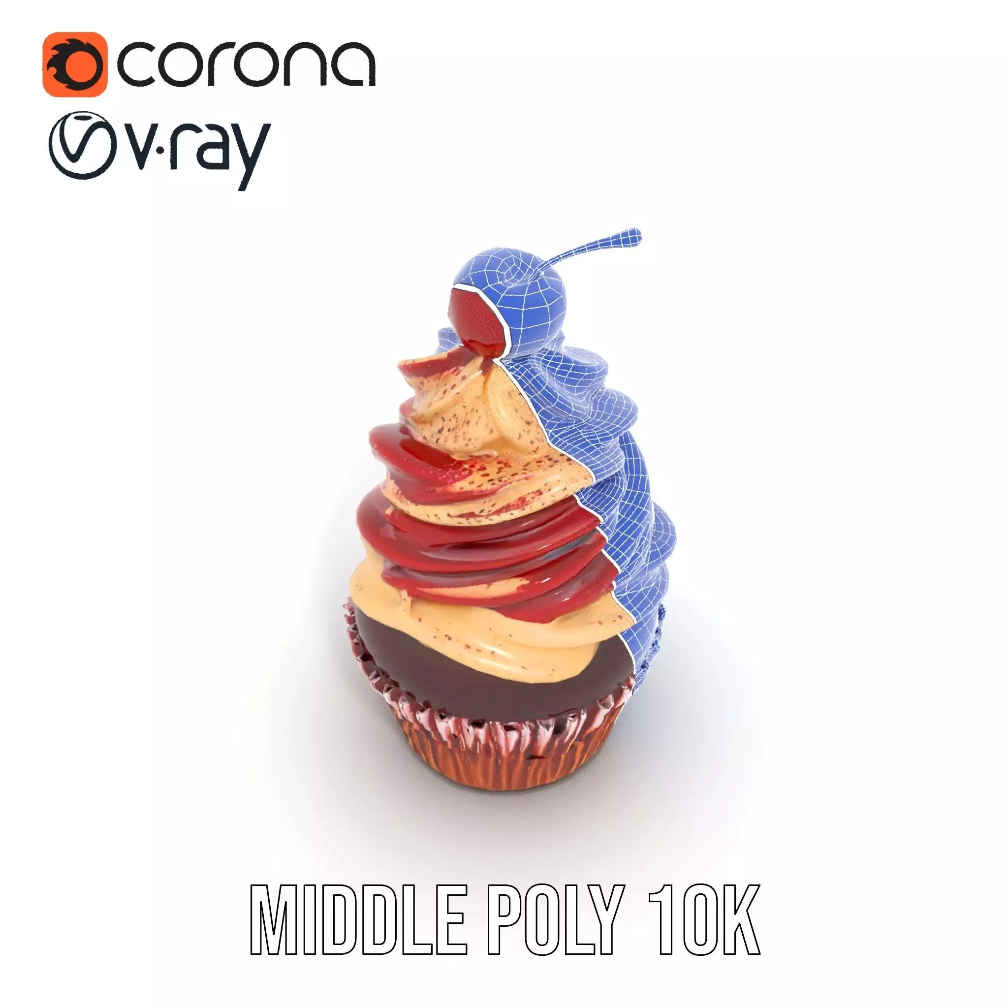 Cherry Swirl Cupcake model pack Low-poly 3D model_28