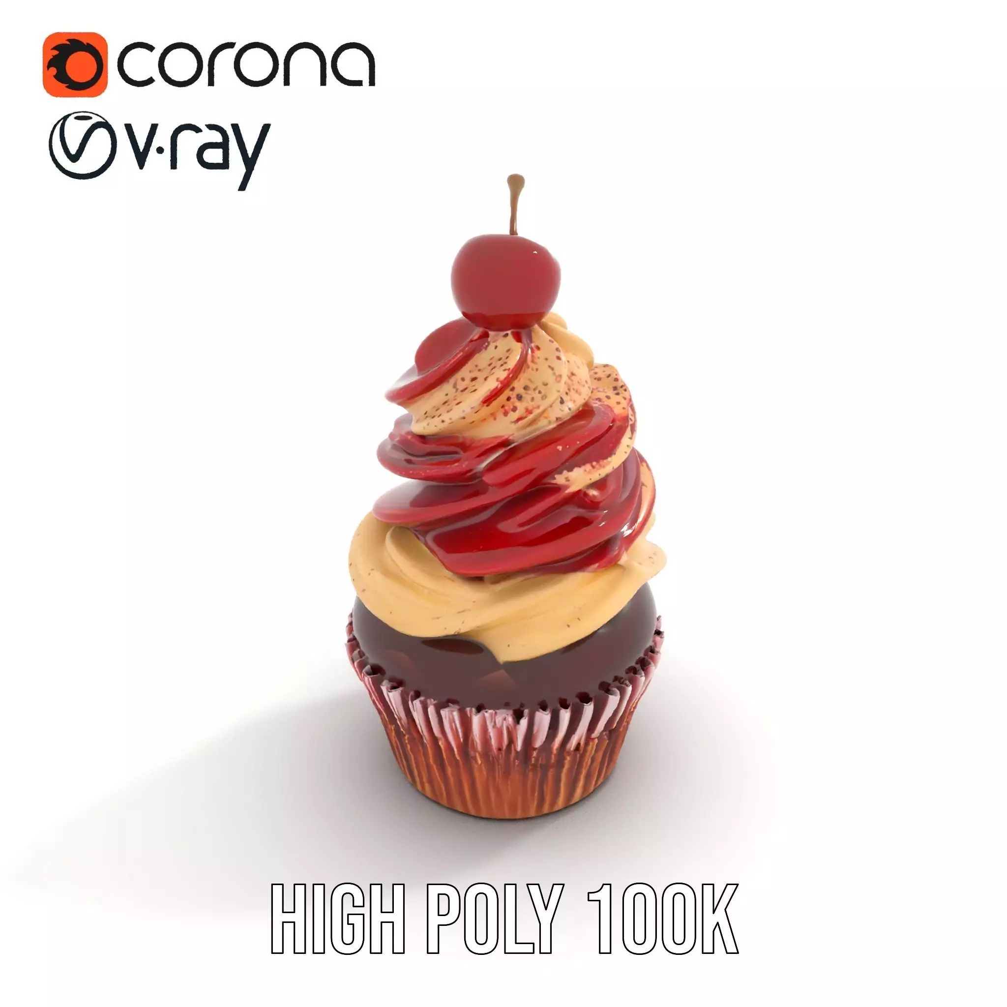 Cherry Swirl Cupcake model pack Low-poly 3D model_18