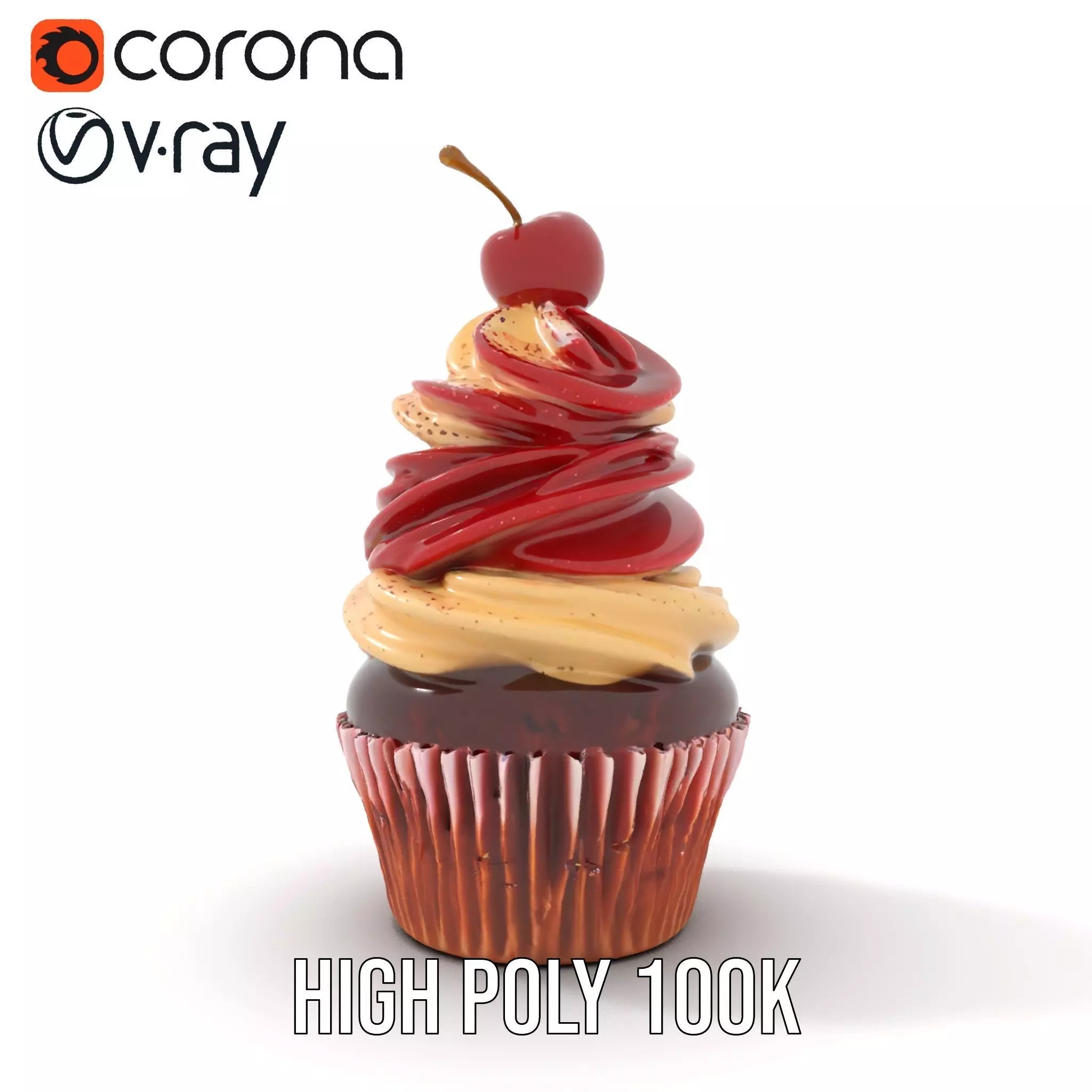 Cherry Swirl Cupcake model pack Low-poly 3D model_15