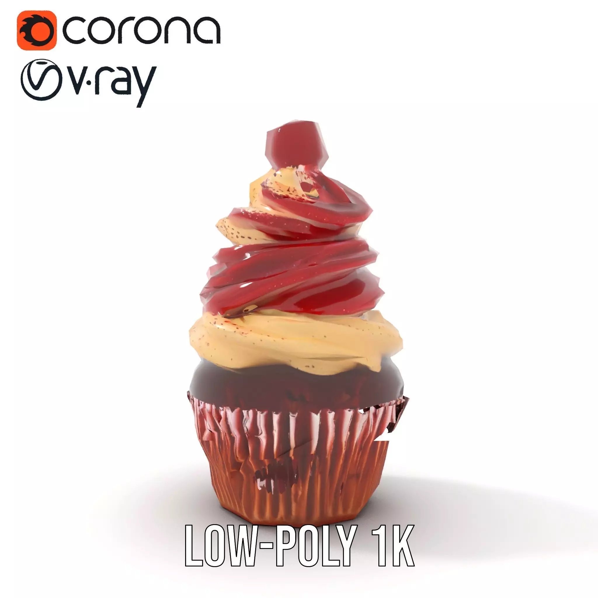 Cherry Swirl Cupcake model pack Low-poly 3D model_14