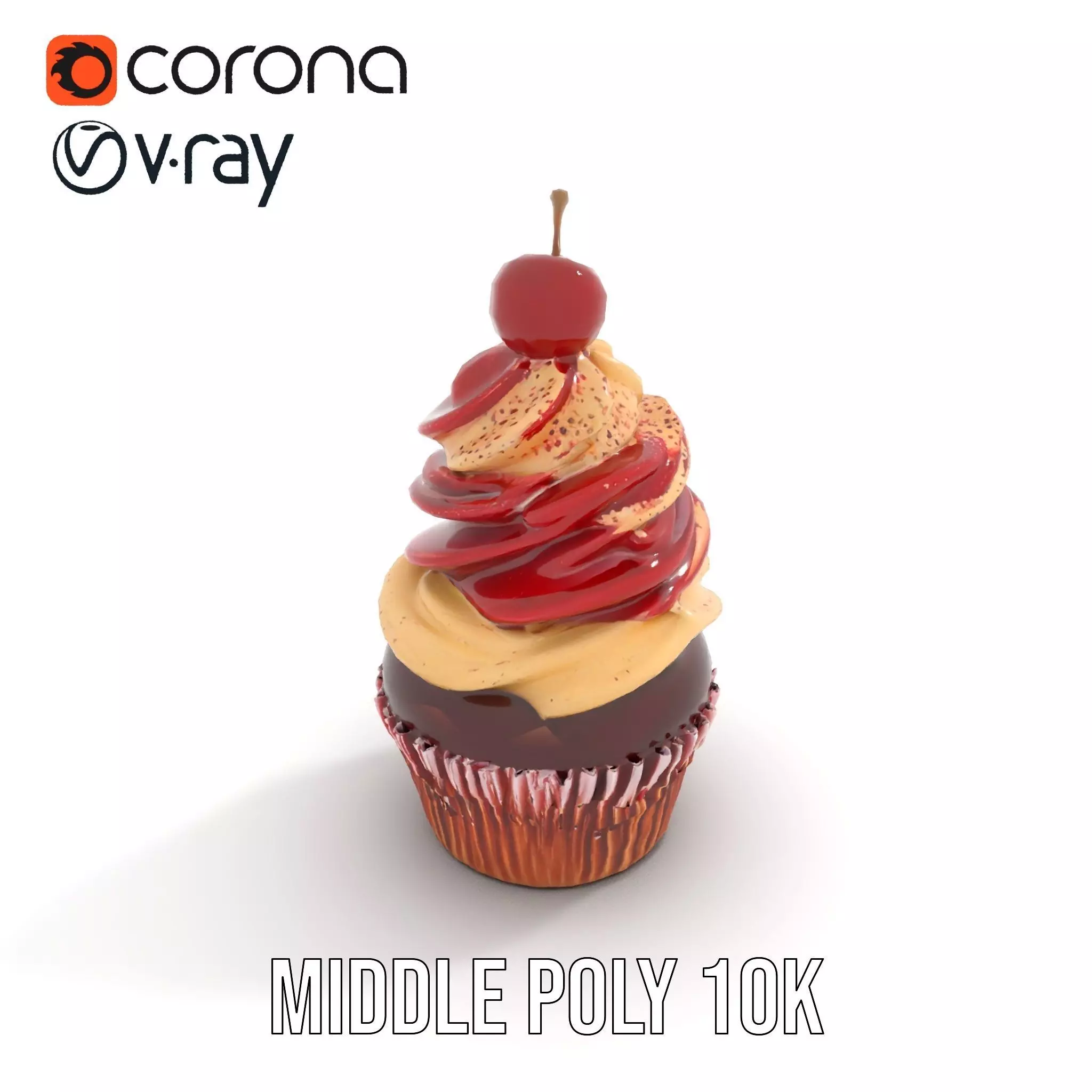 Cherry Swirl Cupcake model pack Low-poly 3D model_22