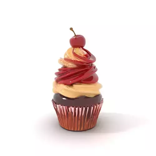 Cherry Swirl Cupcake model pack Low-poly 3D model