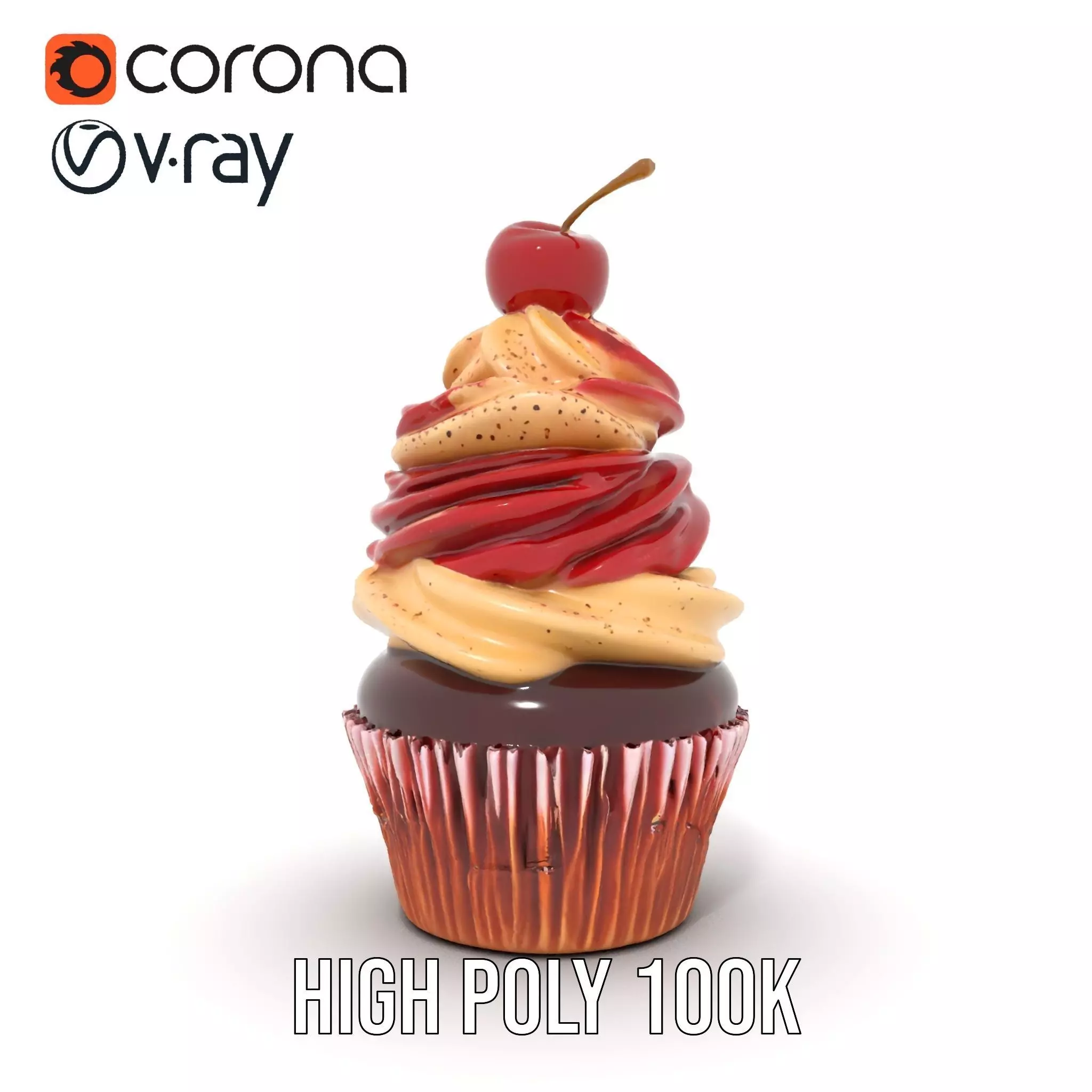 Cherry Swirl Cupcake model pack Low-poly 3D model_24