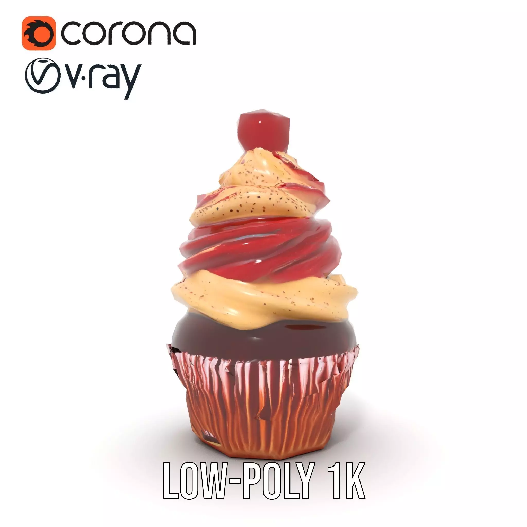 Cherry Swirl Cupcake model pack Low-poly 3D model_23