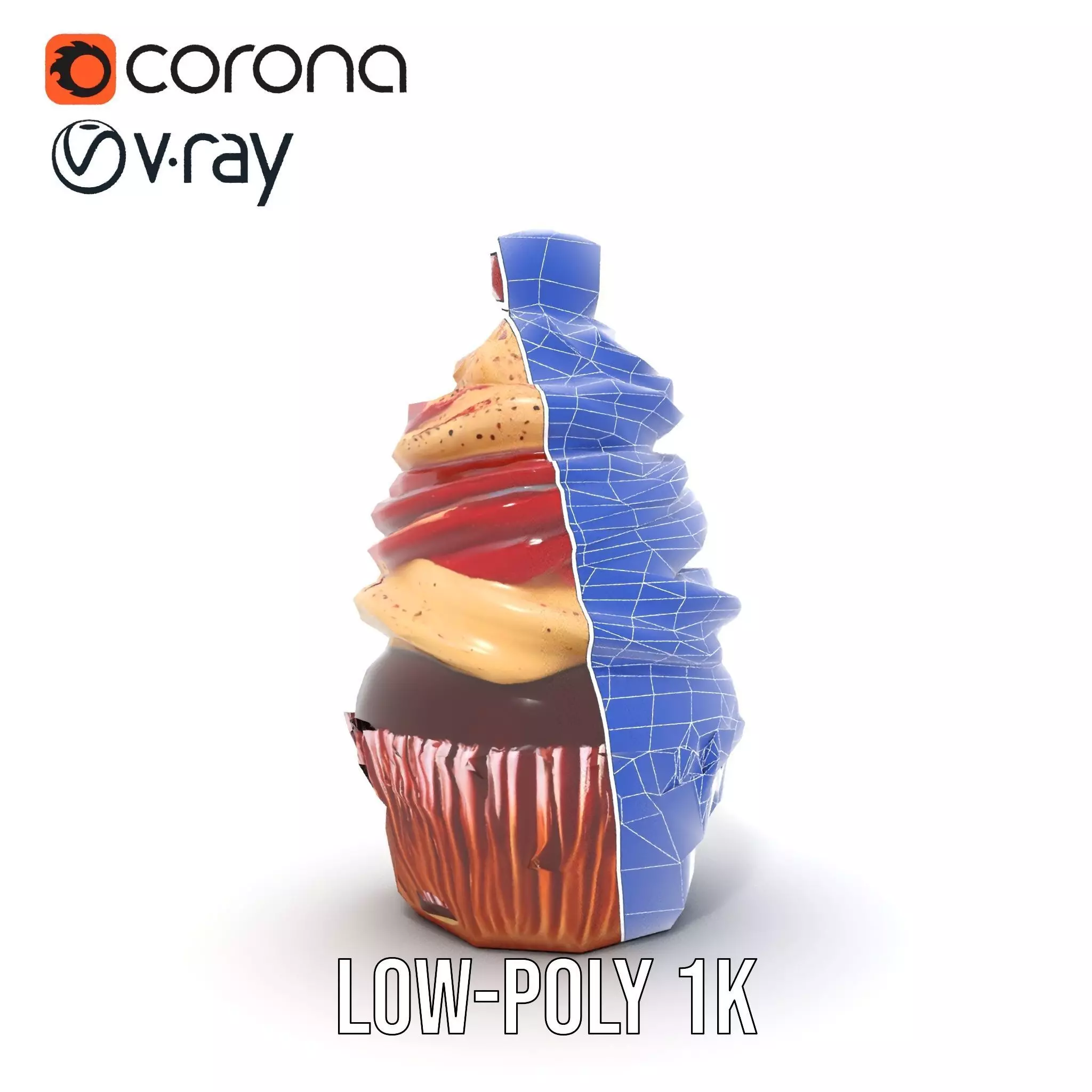 Cherry Swirl Cupcake model pack Low-poly 3D model_32
