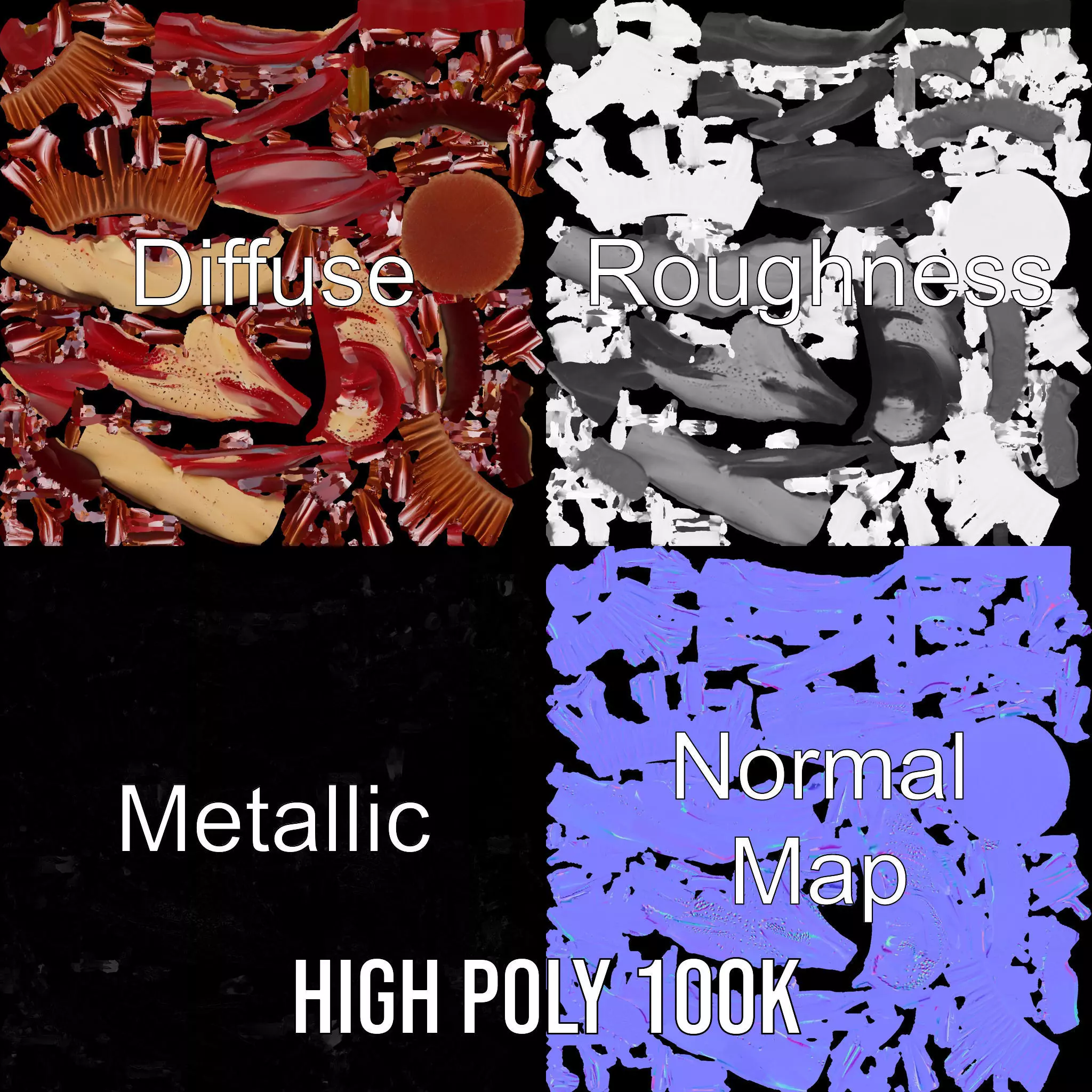 Cherry Swirl Cupcake model pack Low-poly 3D model_4