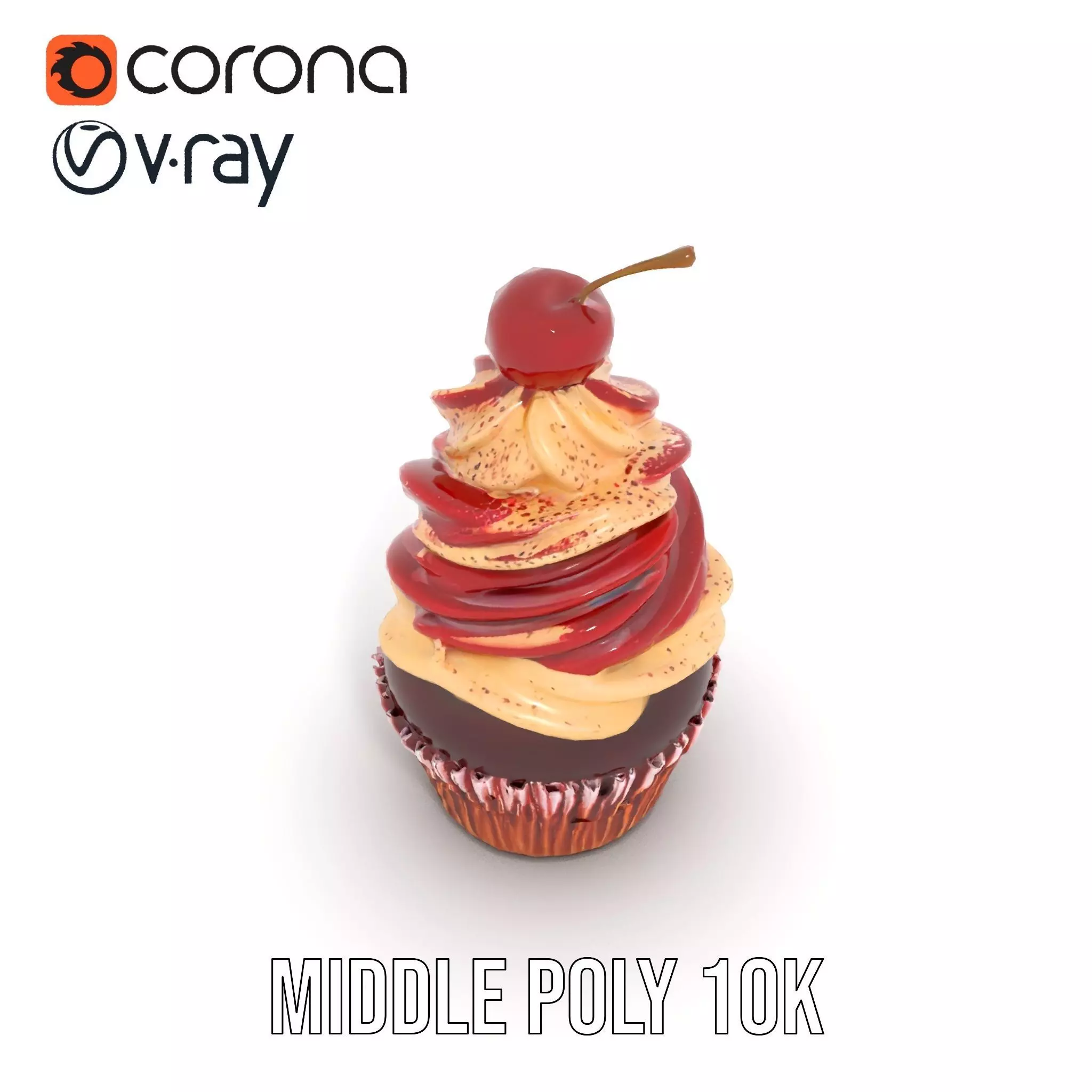 Cherry Swirl Cupcake model pack Low-poly 3D model_10