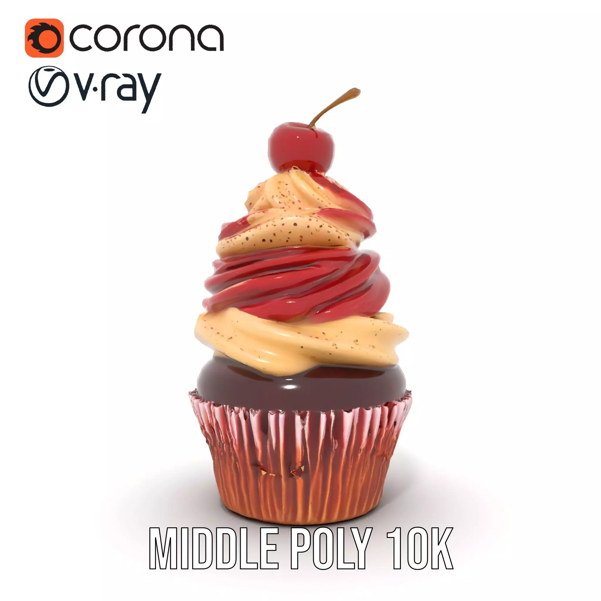 Cherry Swirl Cupcake model pack Low-poly 3D model_6
