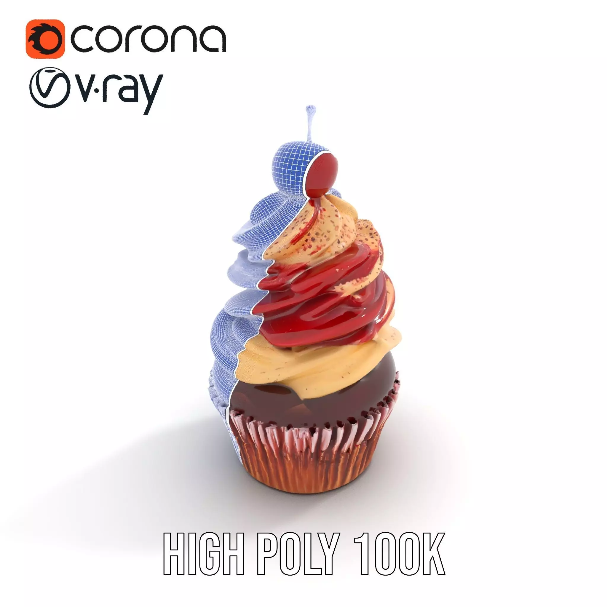 Cherry Swirl Cupcake model pack Low-poly 3D model_33