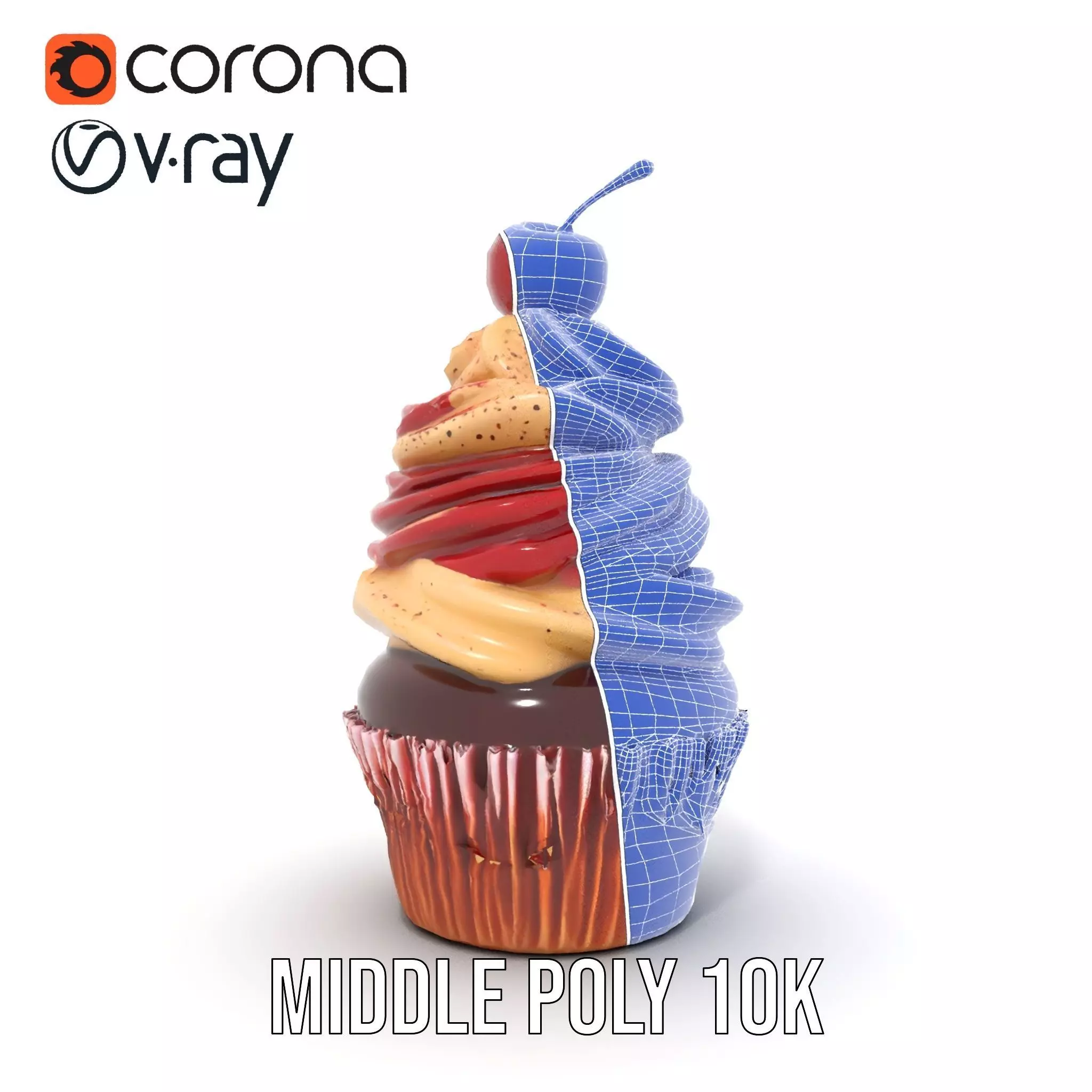 Cherry Swirl Cupcake model pack Low-poly 3D model_31
