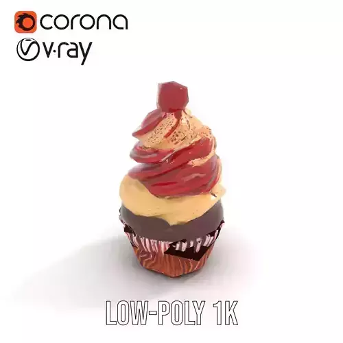 Cherry Swirl Cupcake model pack Low-poly 3D model 7
