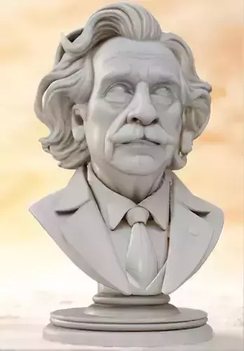 Albert Einstein Head Bust 3D Model - STL Printable Genius