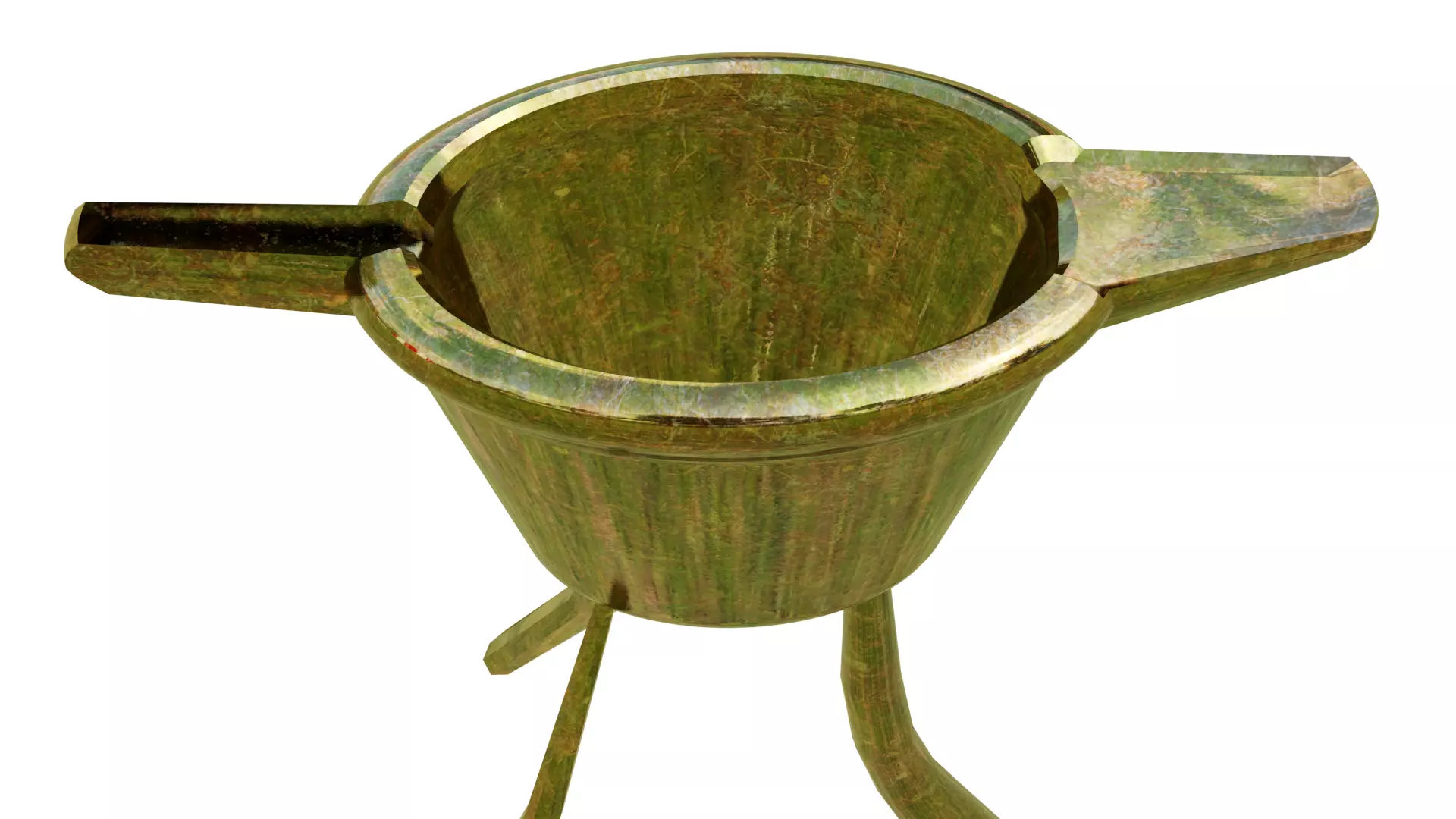 Chinese ancient style metal cup in tree leaf color Low-poly 3D model_1