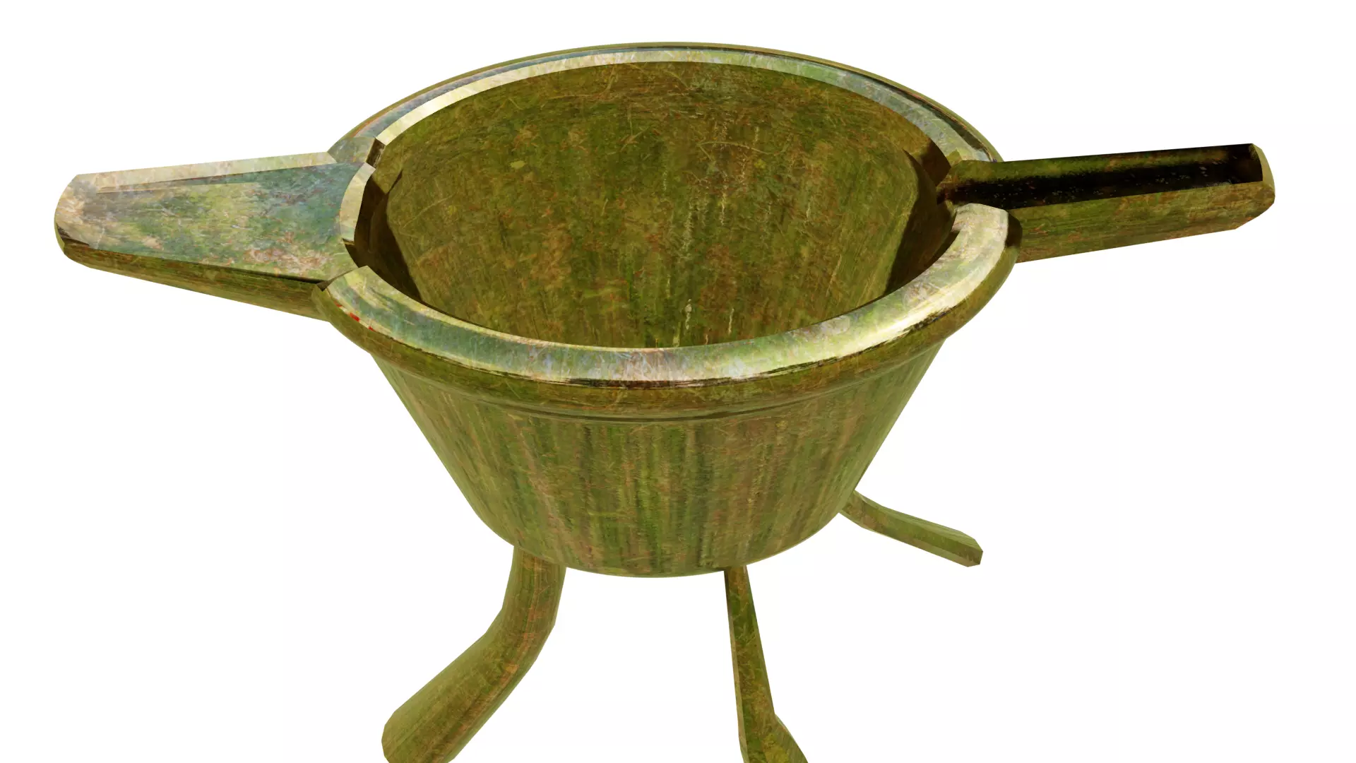 Chinese ancient style metal cup in tree leaf color Low-poly 3D model_2