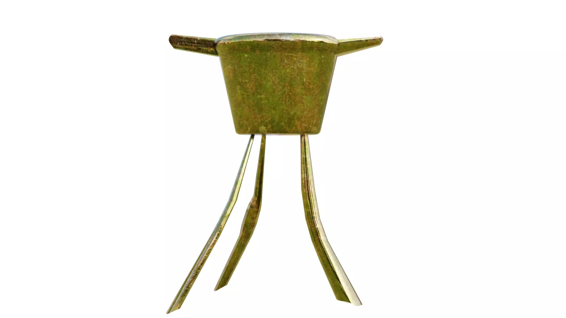 Chinese ancient style metal cup in tree leaf color Low-poly 3D model_0