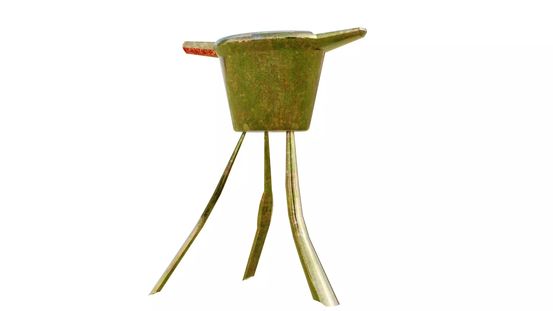 Chinese ancient style metal cup in tree leaf color Low-poly 3D model_3