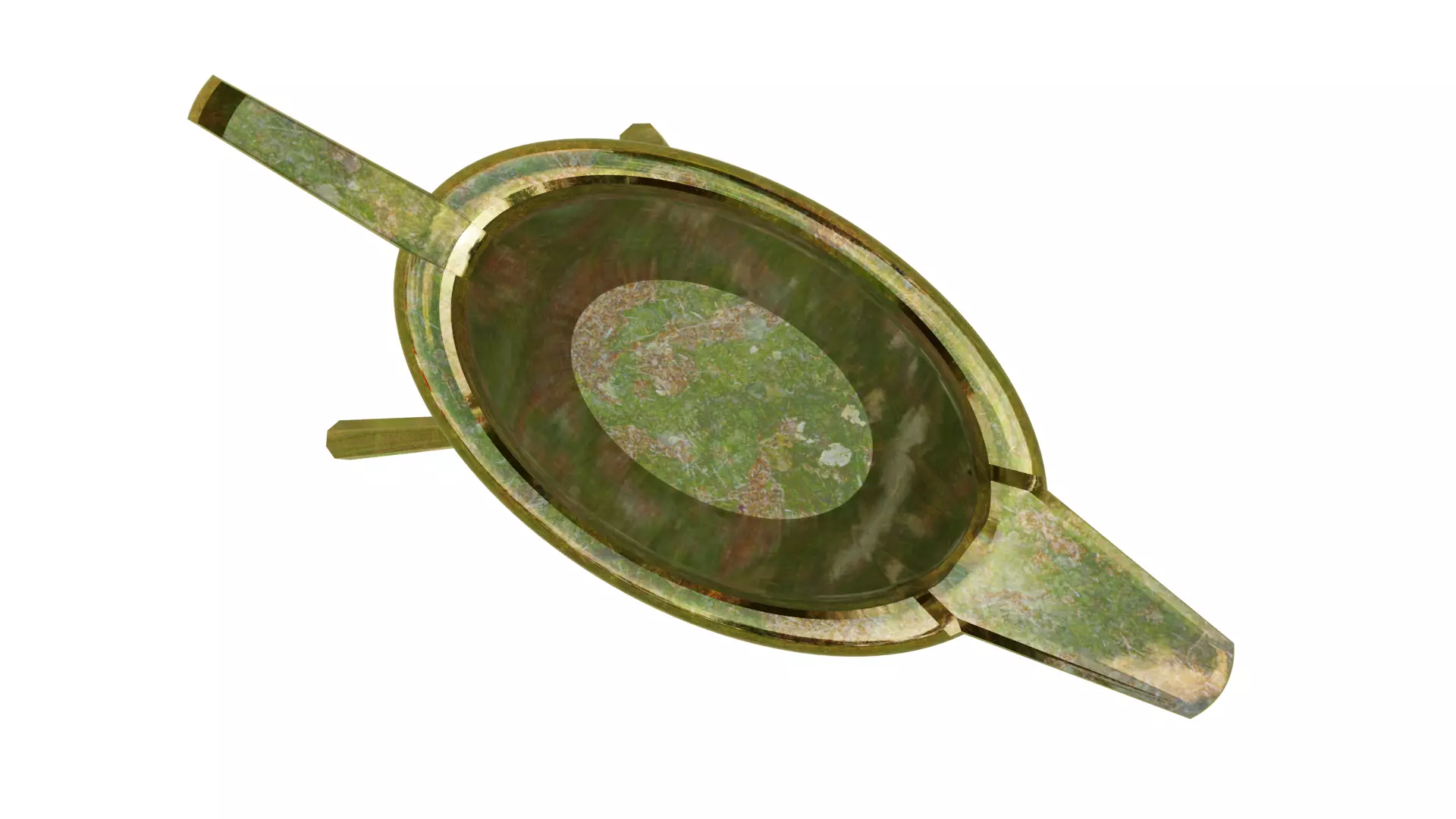 Chinese ancient style metal cup in tree leaf color Low-poly 3D model_4