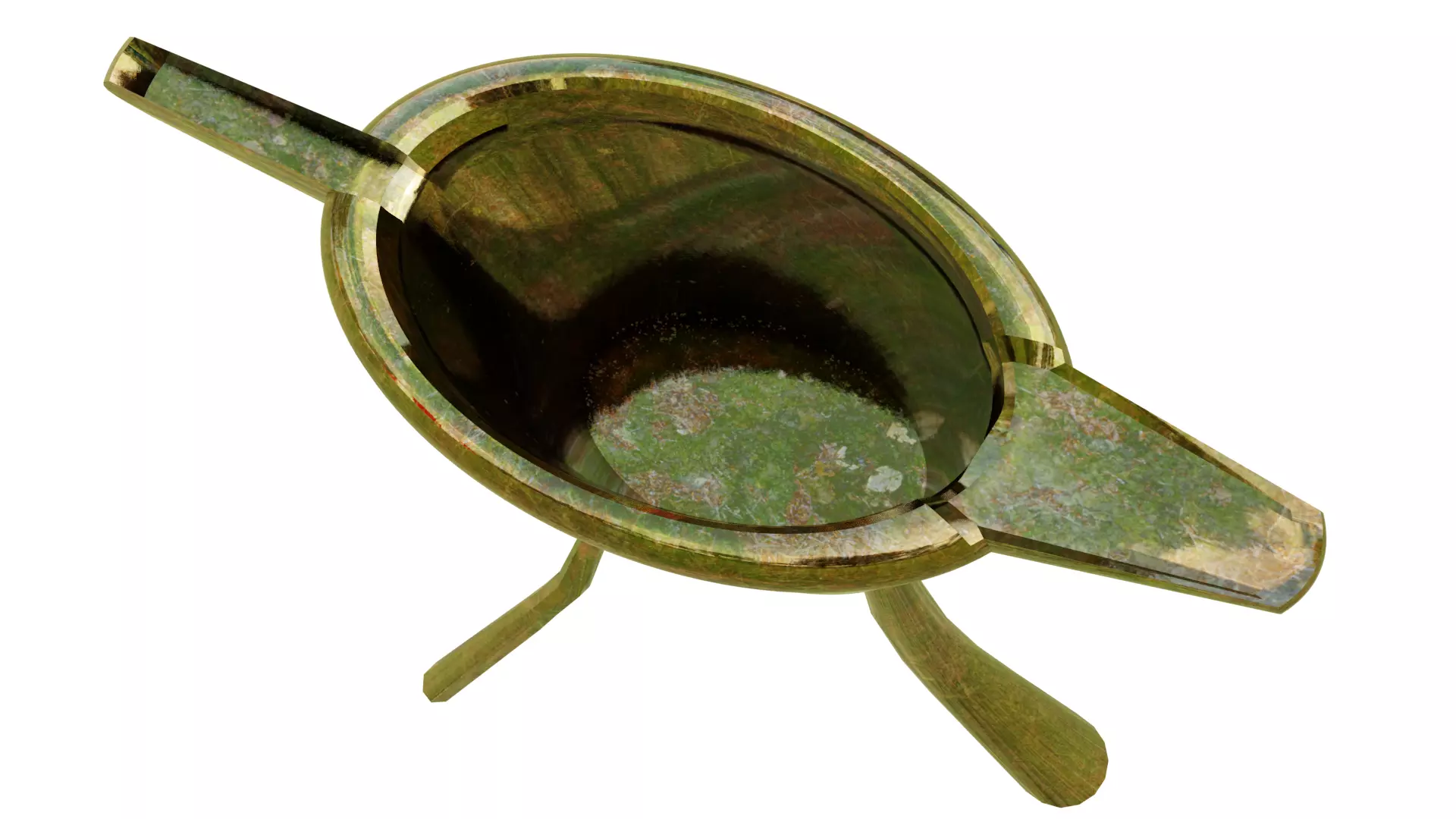 Chinese ancient style metal cup in tree leaf color Low-poly 3D model_7