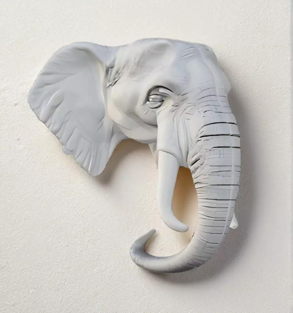 Elephant Head Bust 3D Model - STL Printable Wildlife 3D print model_0