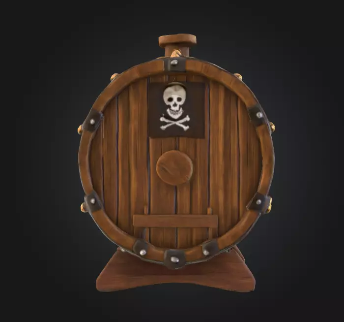 Pirate Wooden Barrel Low-poly 3D model_3