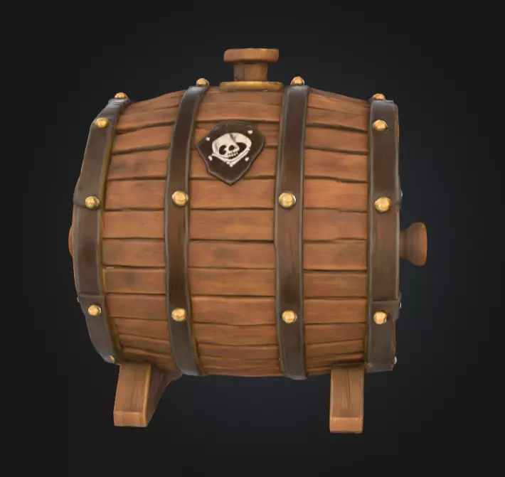 Pirate Wooden Barrel Low-poly 3D model_5
