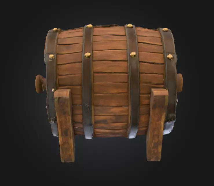 Pirate Wooden Barrel Low-poly 3D model_13