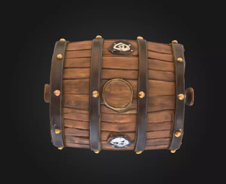 Pirate Wooden Barrel Low-poly 3D model_10