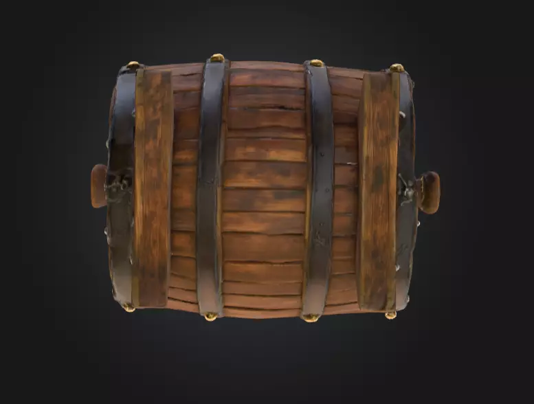 Pirate Wooden Barrel Low-poly 3D model_11