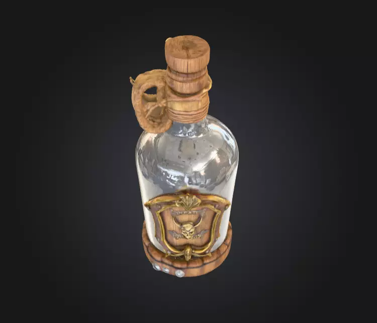 Pirate Bottle of Rum Low-poly 3D model_6