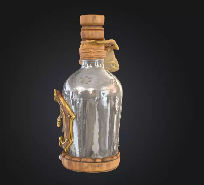 Pirate Bottle of Rum Low-poly 3D model_2