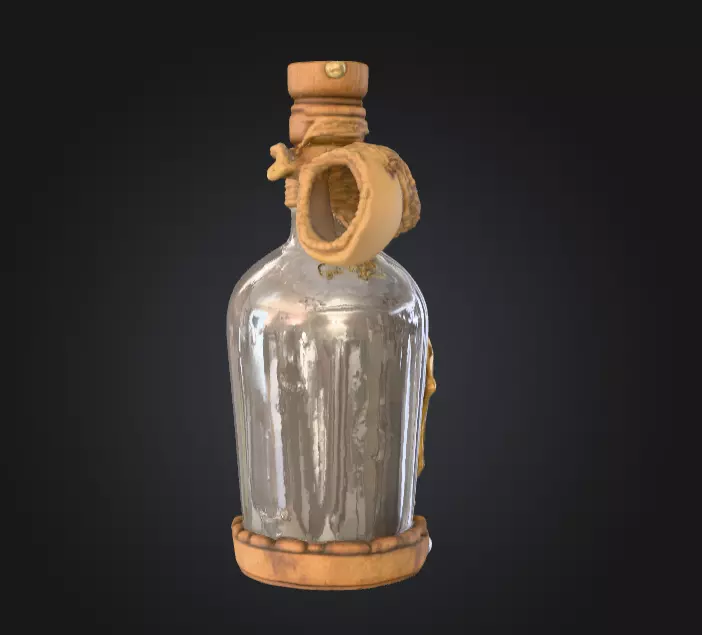 Pirate Bottle of Rum Low-poly 3D model_4