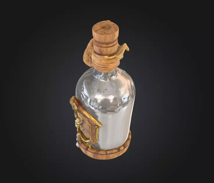 Pirate Bottle of Rum Low-poly 3D model_7