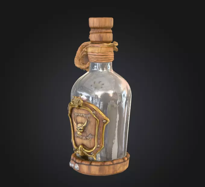 Pirate Bottle of Rum Low-poly 3D model_1