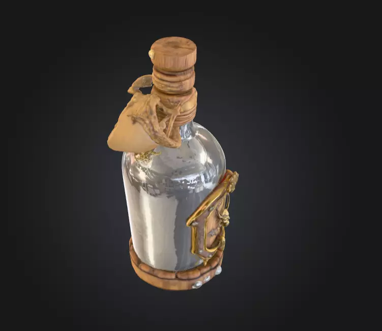 Pirate Bottle of Rum Low-poly 3D model_8
