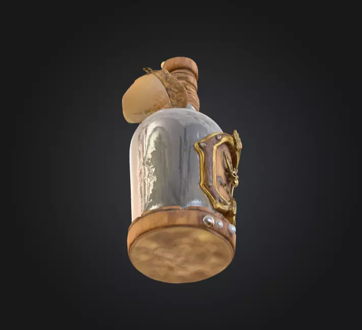 Pirate Bottle of Rum Low-poly 3D model_12