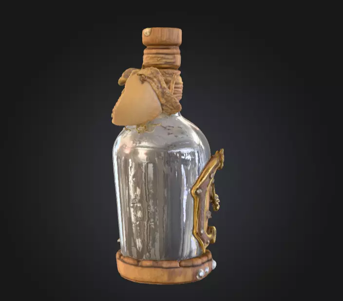 Pirate Bottle of Rum Low-poly 3D model_5