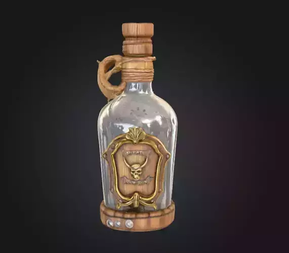 Pirate Bottle of Rum Low-poly 3D model
