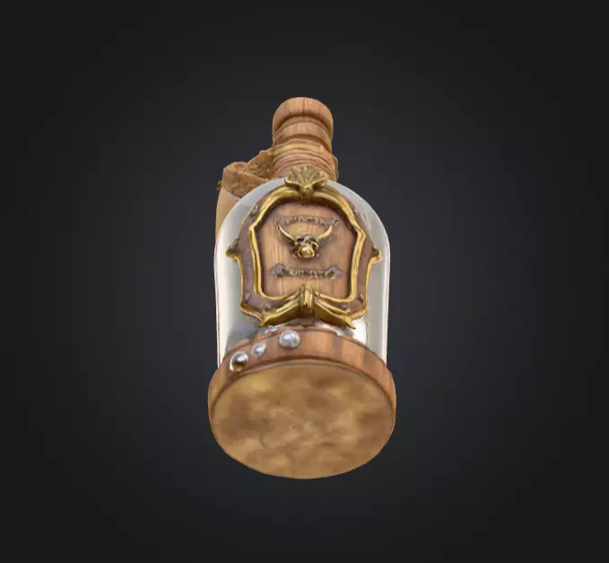Pirate Bottle of Rum Low-poly 3D model_10