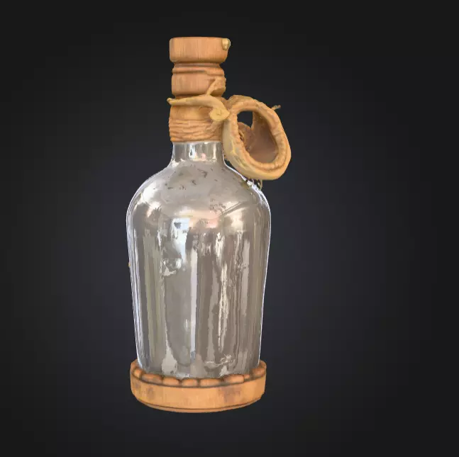 Pirate Bottle of Rum Low-poly 3D model_3