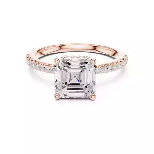 2CT Asscher Cut Hidden Halo Diamond Wedding Ring 3DM STL Video 3D print model