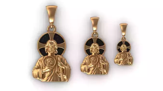 2-3-4 CM Saint Jude Jesus Hollow Pendant St Jude San Judas STL