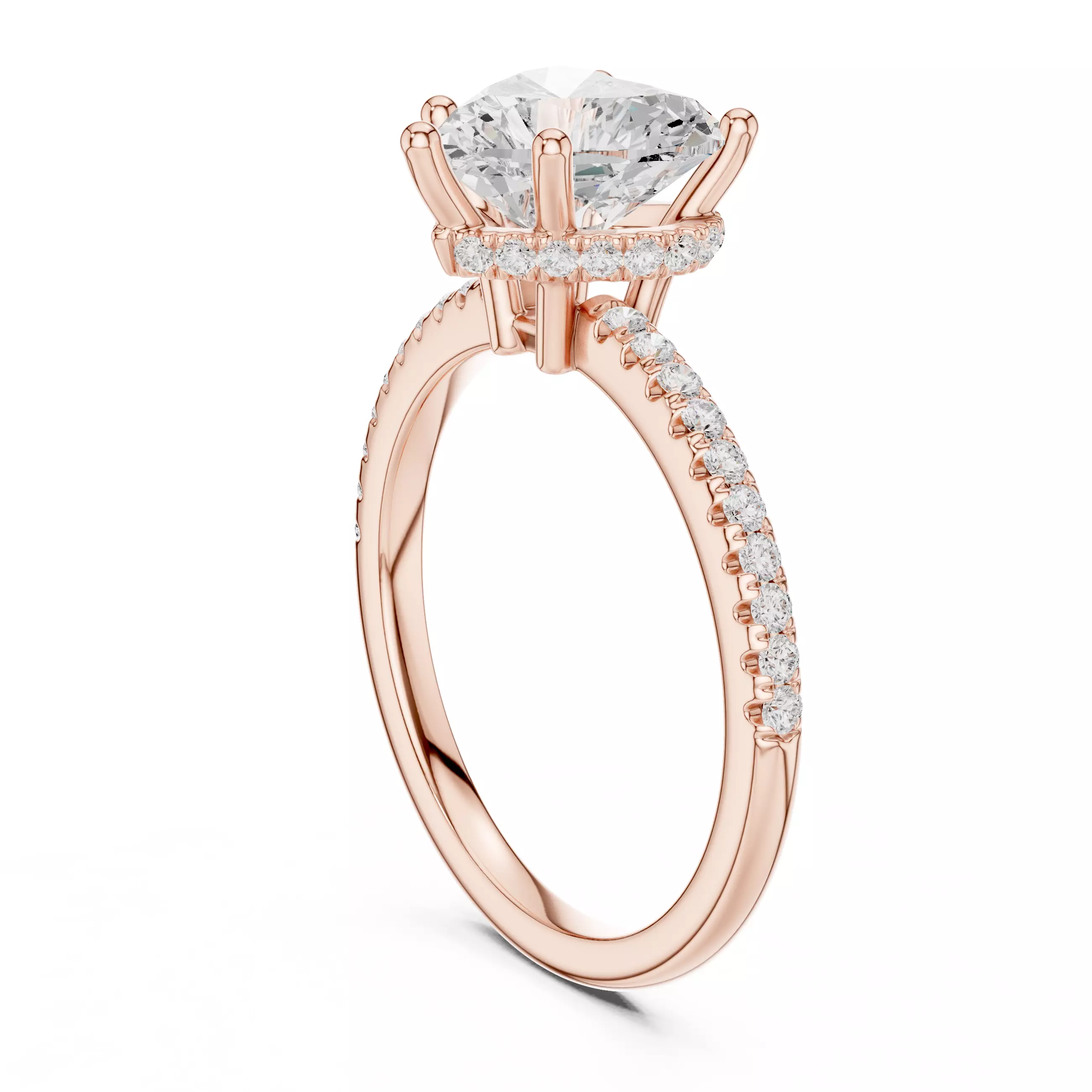 2CT Heart Cut Diamond Hidden Halo Pave Woman Ring 3DM STL Video 3D print model_3