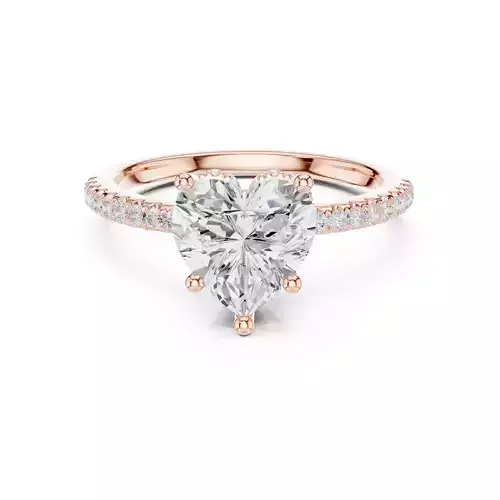2CT Heart Cut Diamond Hidden Halo Pave Woman Ring 3DM STL Video 3D print model