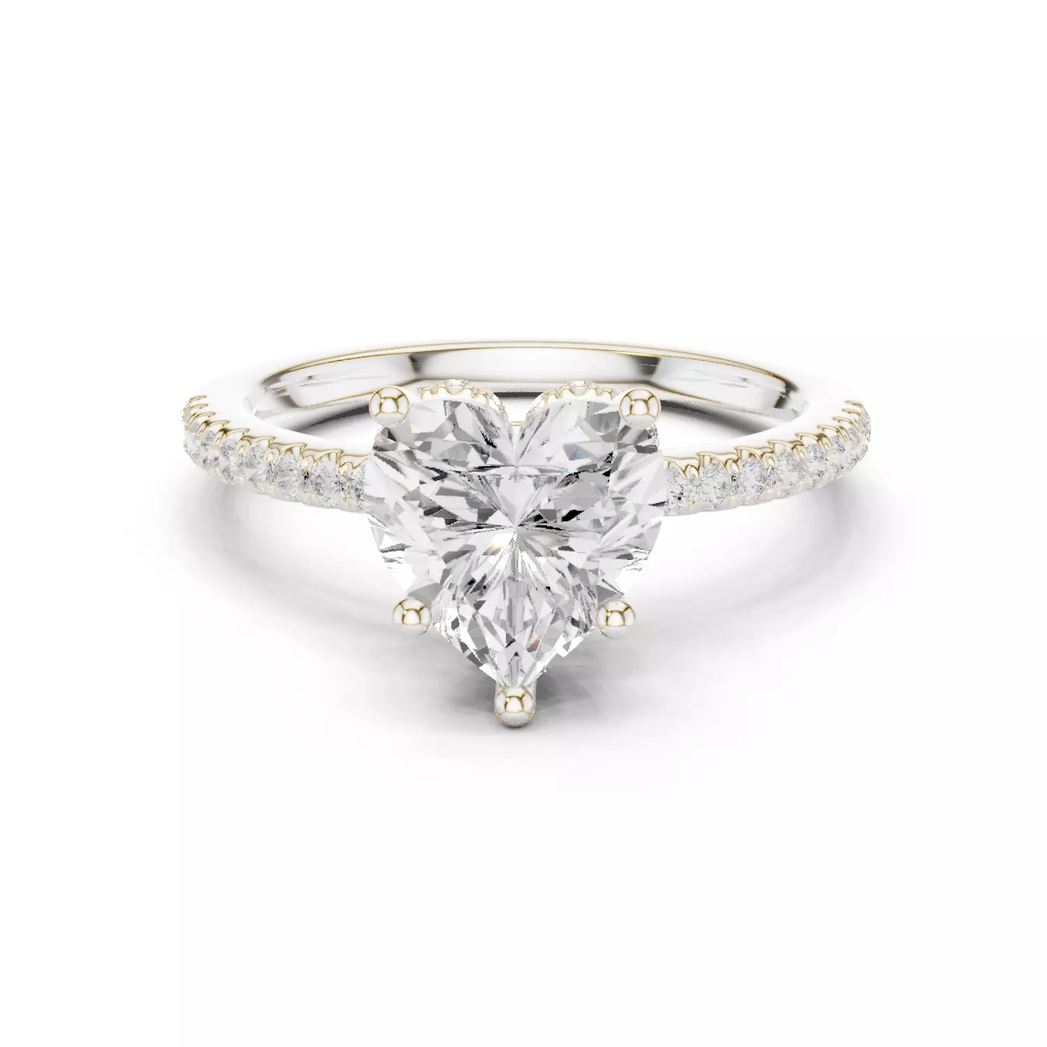 2CT Heart Cut Diamond Hidden Halo Pave Woman Ring 3DM STL Video 3D print model_14