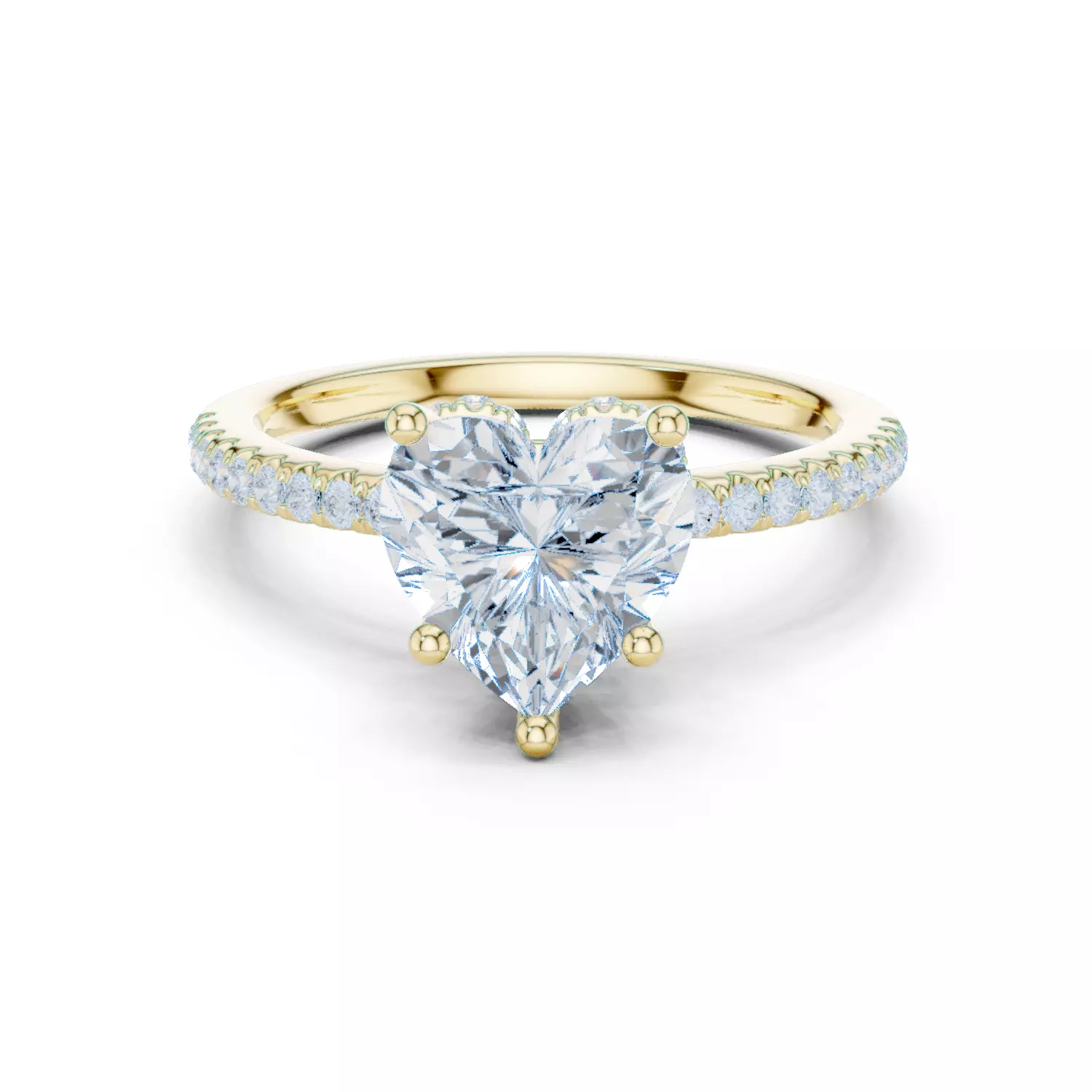 2CT Heart Cut Diamond Hidden Halo Pave Woman Ring 3DM STL Video 3D print model_13