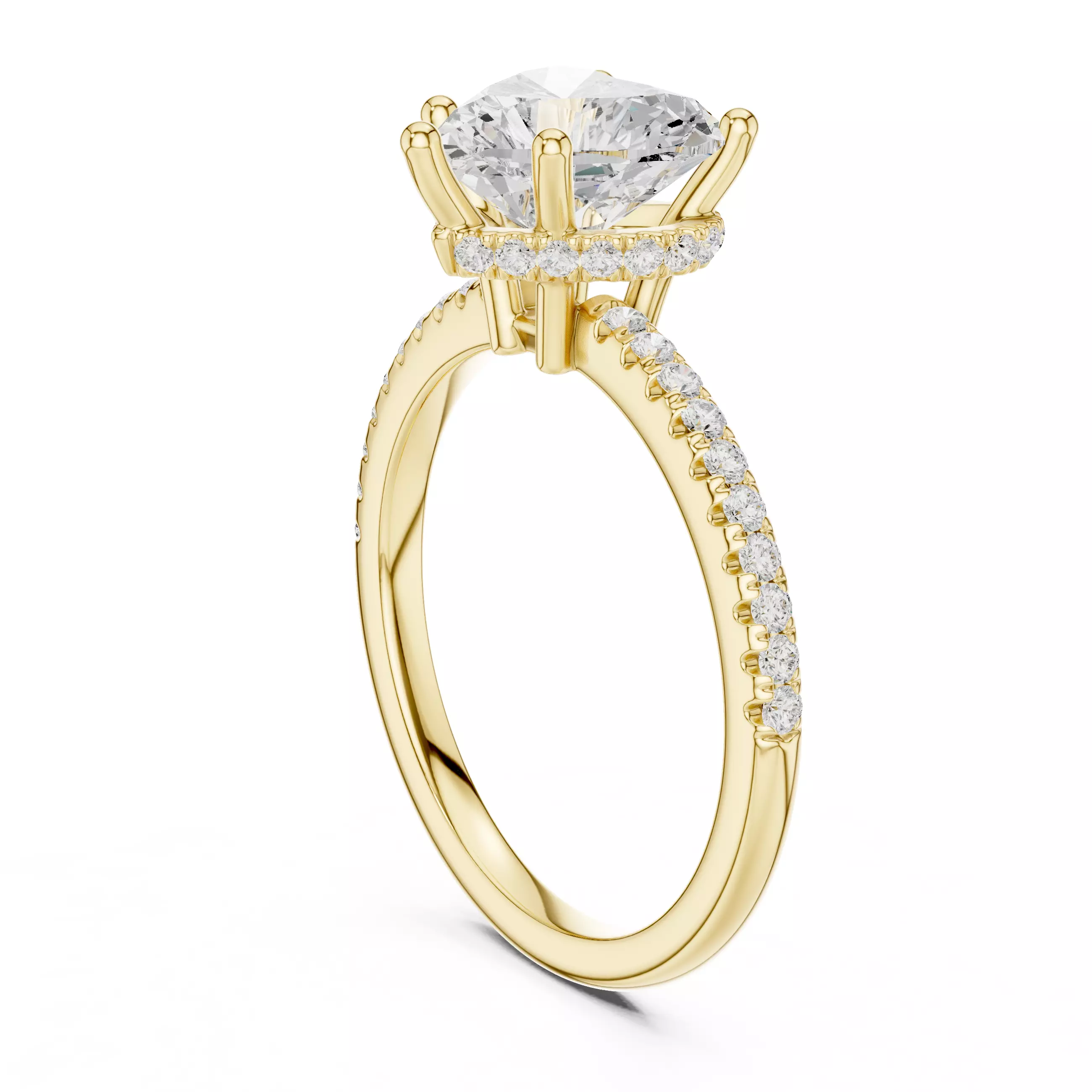 2CT Heart Cut Diamond Hidden Halo Pave Woman Ring 3DM STL Video 3D print model_6