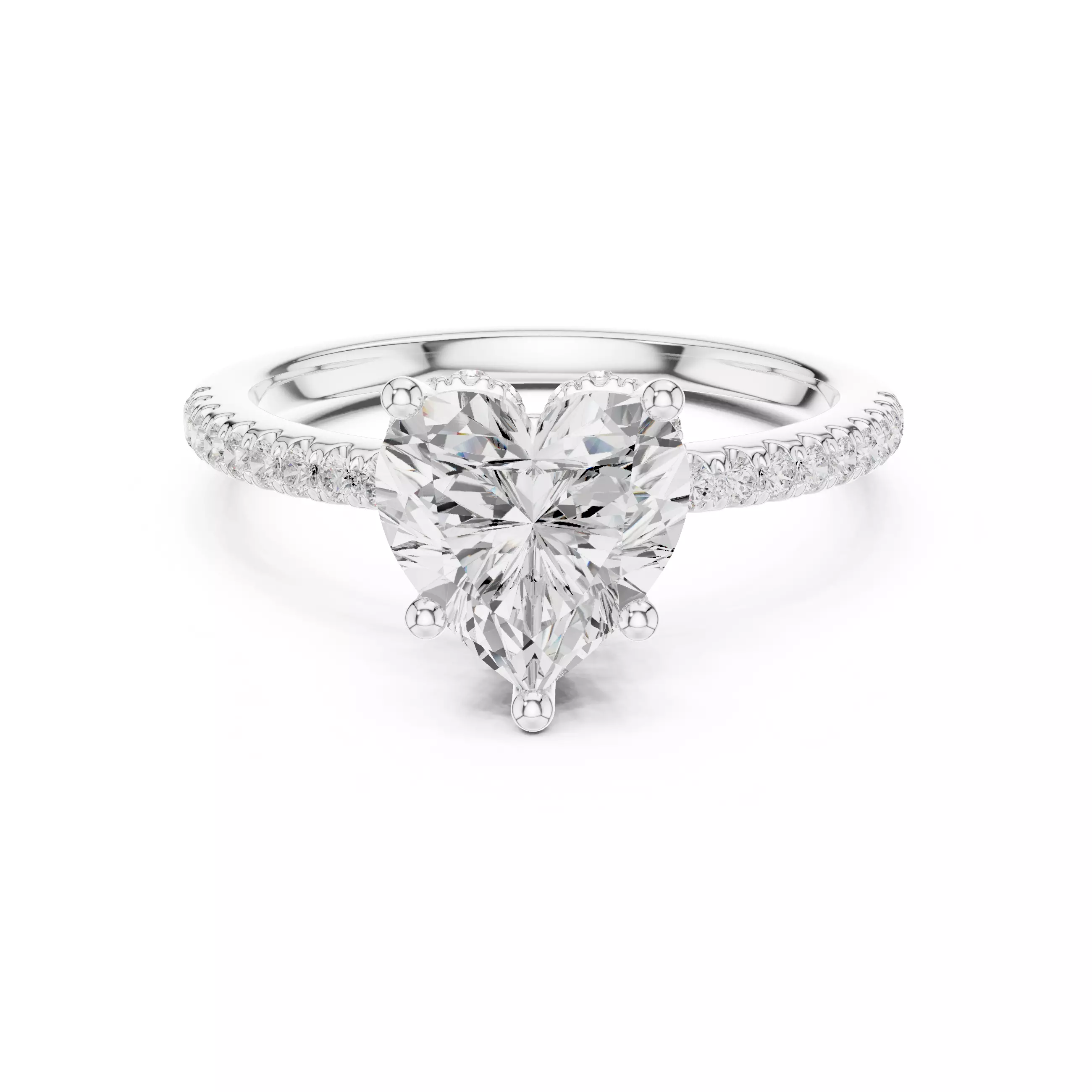 2CT Heart Cut Diamond Hidden Halo Pave Woman Ring 3DM STL Video 3D print model_2