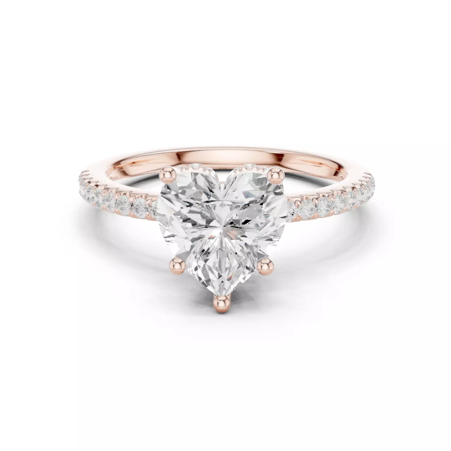 2CT Heart Cut Diamond Hidden Halo Pave Woman Ring 3DM STL Video 3D print model_12